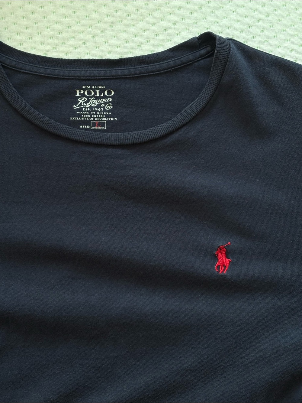 Polo by Ralph Lauren Navy Long-Sleeve Crewneck Tee with Red Pony